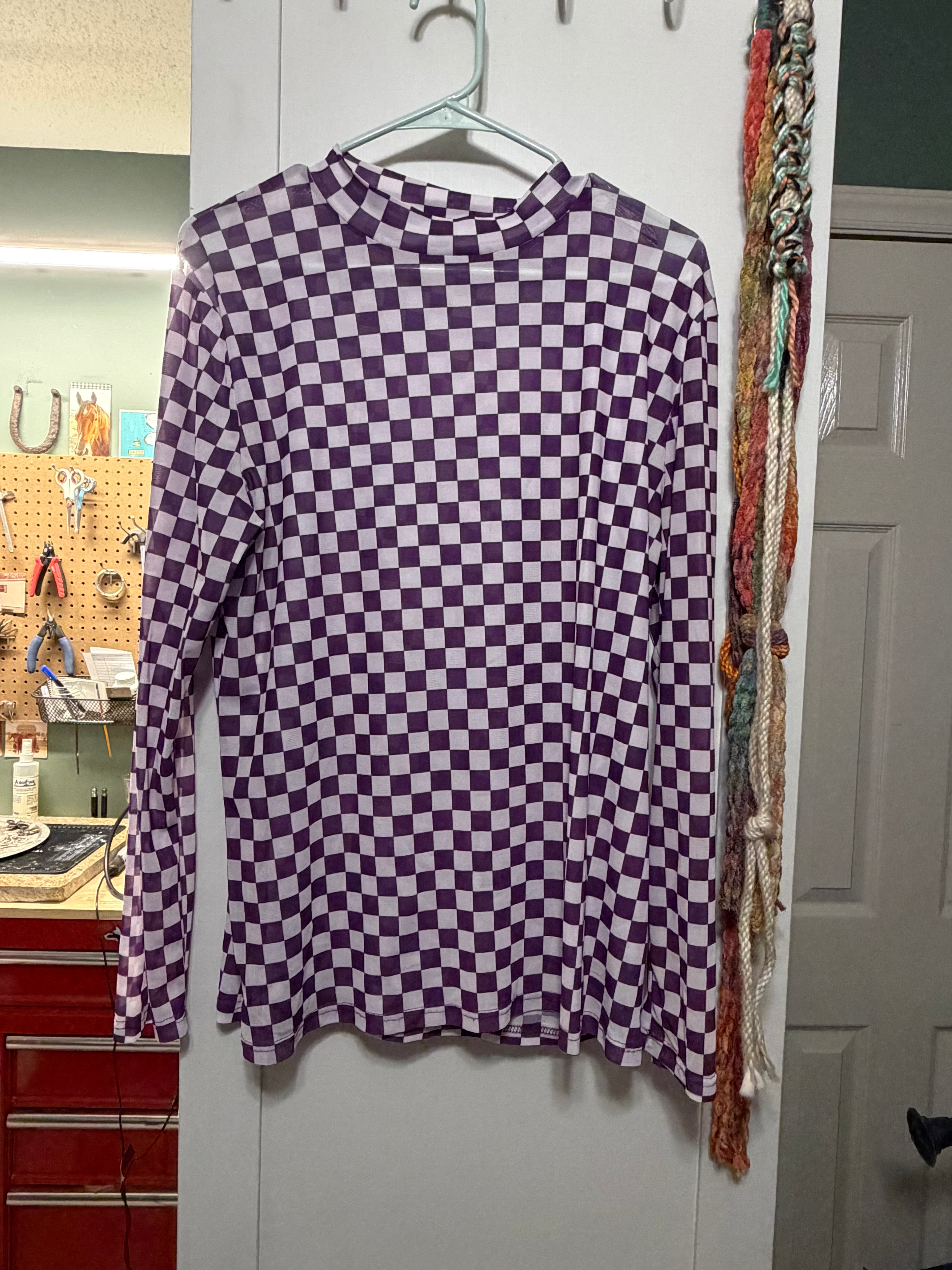 Checkerboard sheer top