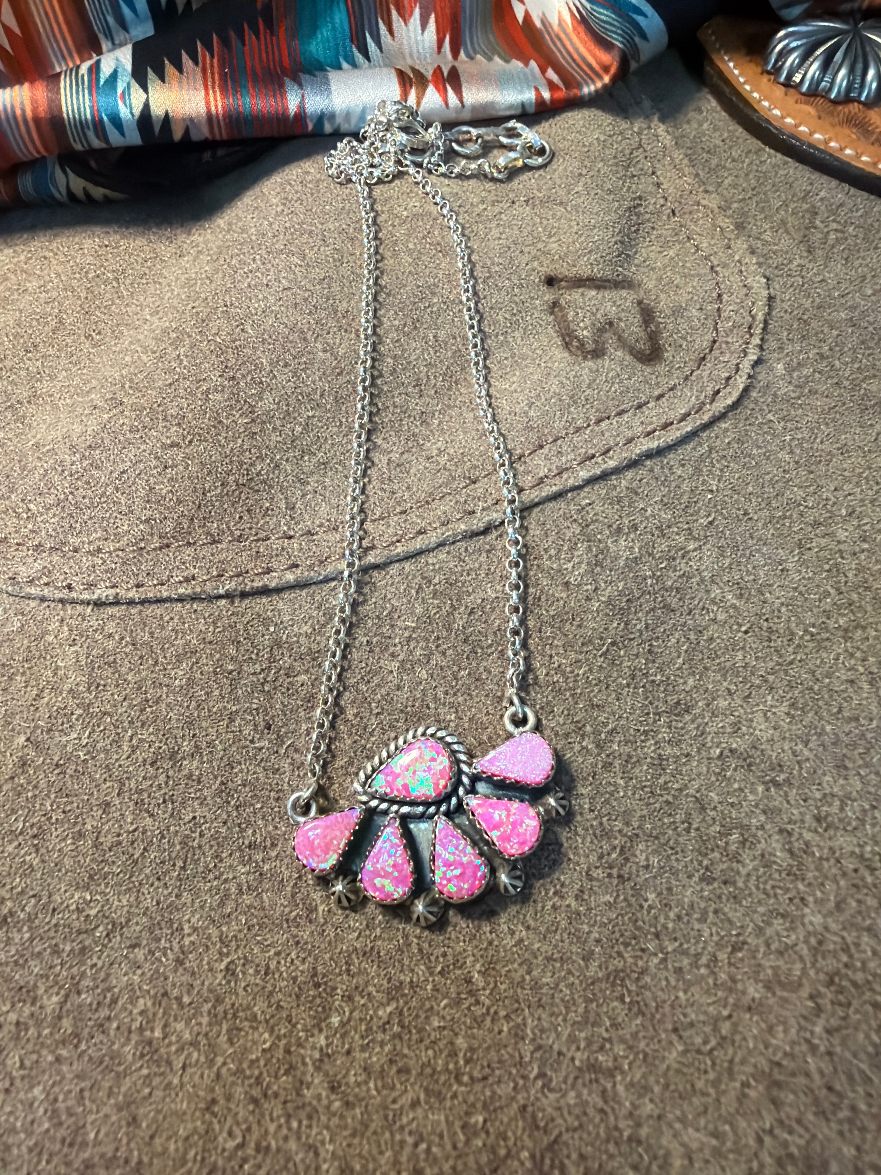 Hot Pink Fire Opal Necklace